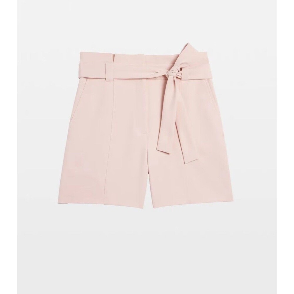 White House Black Market Size 10 Shorts Belted Paperbag Fluid Wash Cream Pink